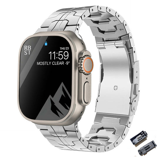 Titanium Alloy Watch Strap - Iron Man Safety Catch Titanium Band Metal Strap