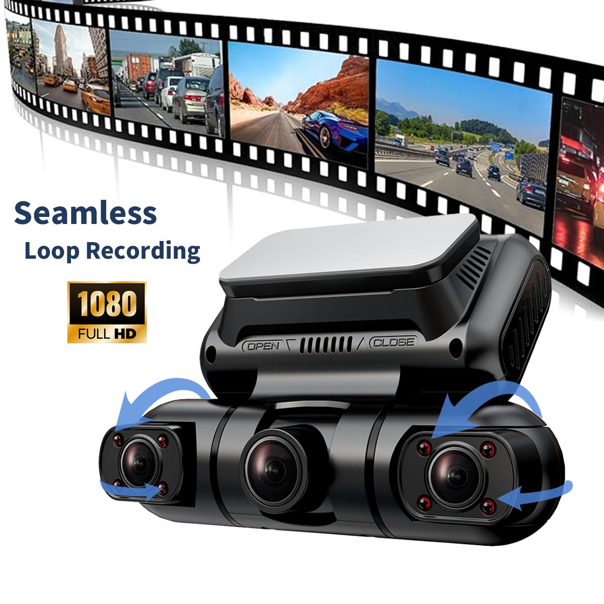 Hainatech 360 Degree View 4 Channel Dash Cam Front And Rear Inside Left Right, Built-in GPS WIFI, Night Vision, 24/7 Recording Parking Mode Monitor, Free 128G Card