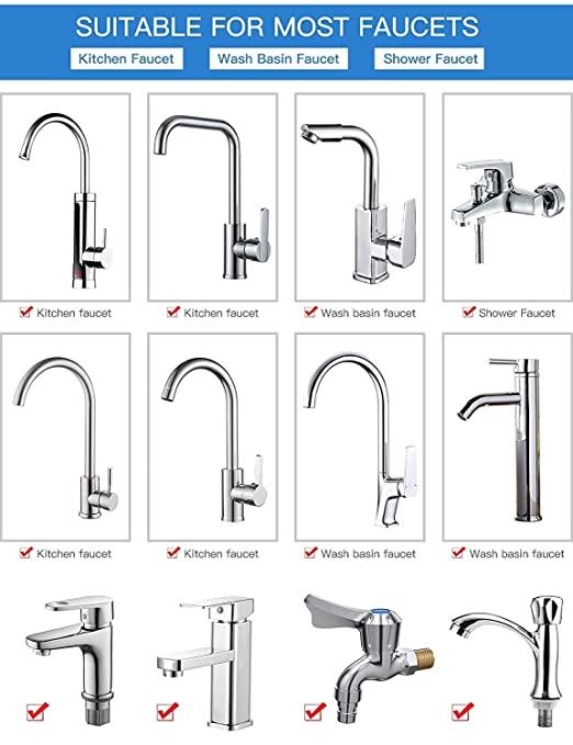 Splash Filter Faucet, 720 Rotatable Faucet Sprayer Head with Durable Copper, Anti-Splash, Oxygen-Enriched Foam, 4-Layer Net Filter, Leakproof Design with Double O-Ring
