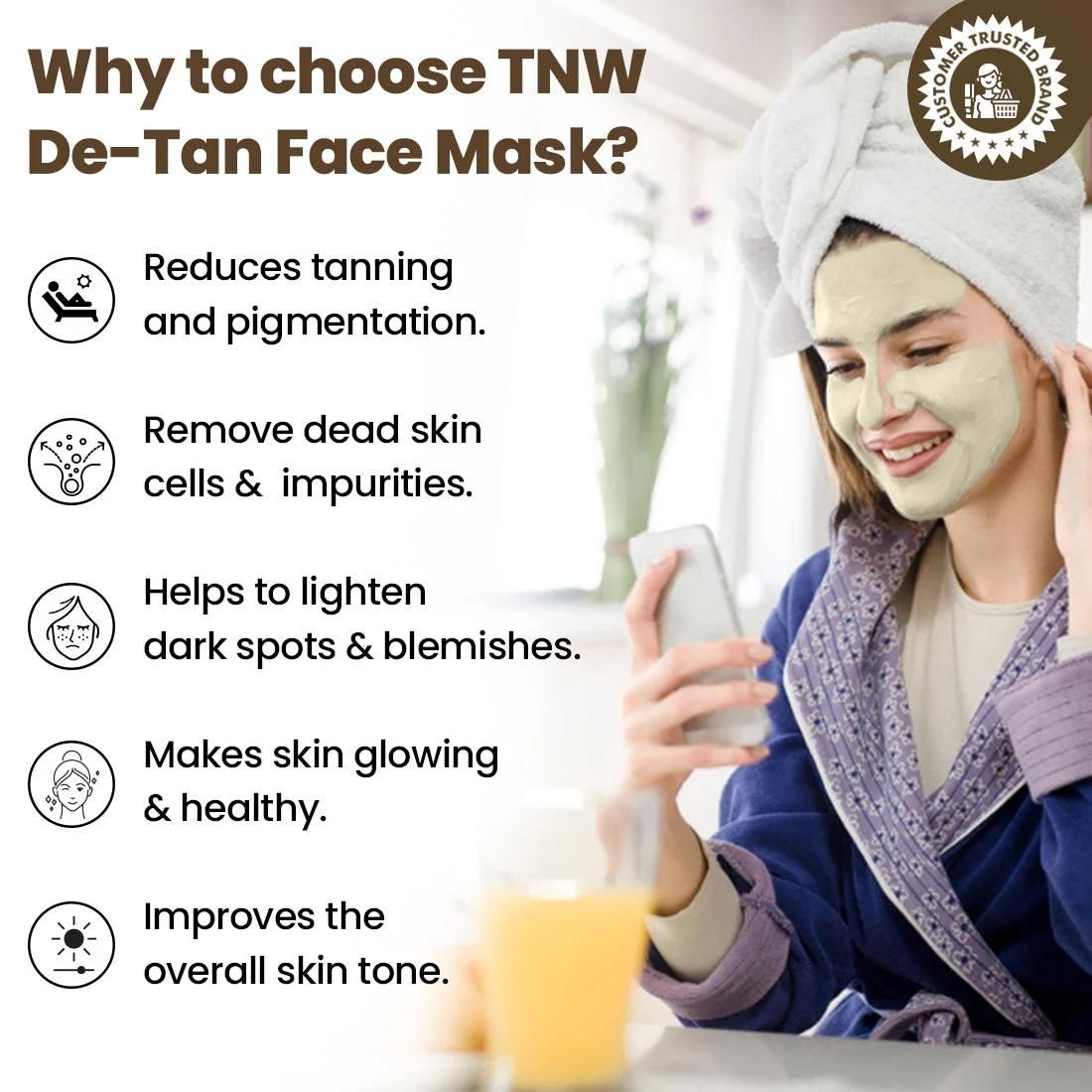 DE-Tan Face Pack for Glowing & Radiant Skin By TNW 50gm
