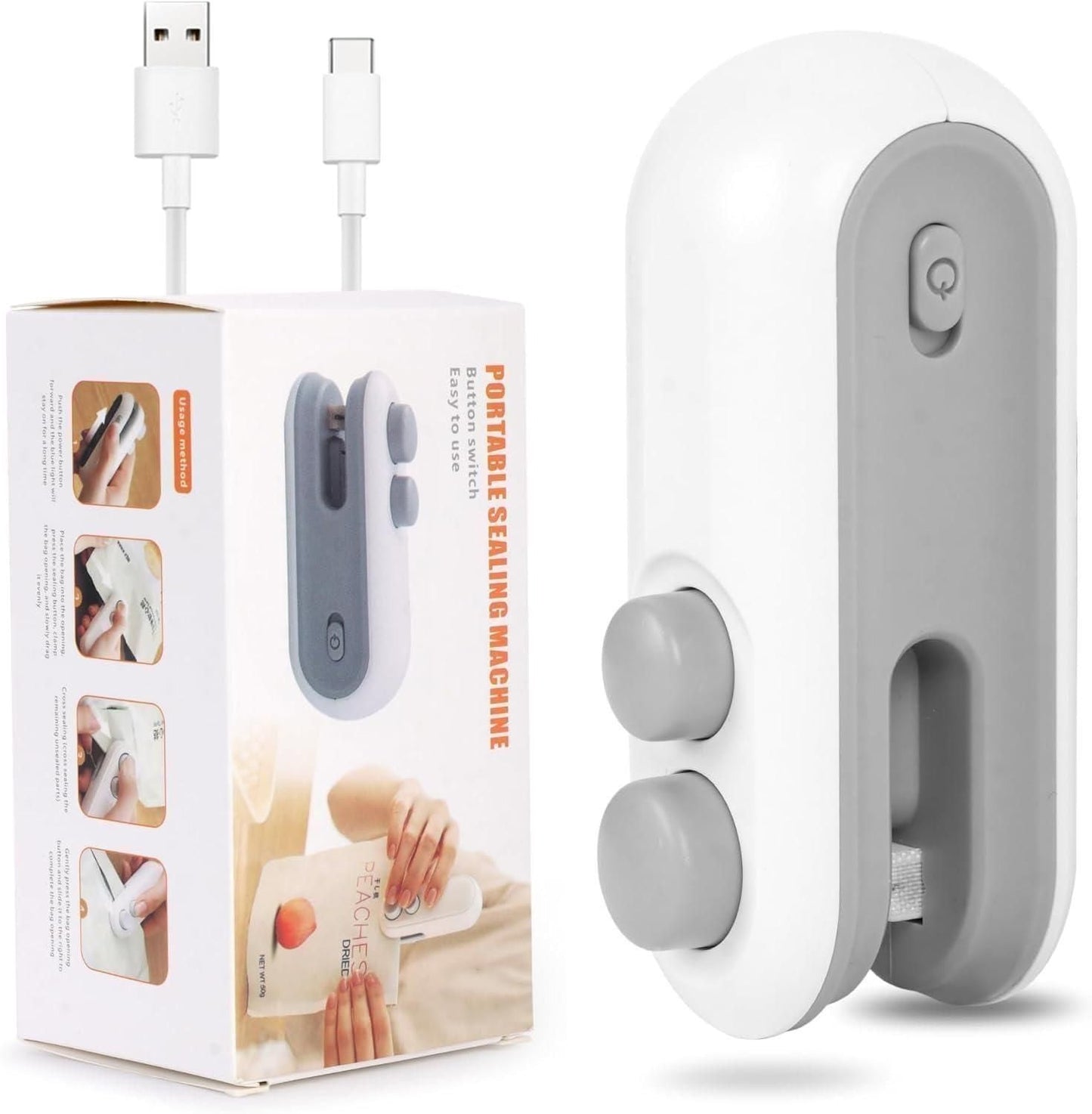 Portable Mini Sealing Machine With Cutter 2 in 1 USB Rechargeable