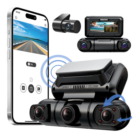 Hainatech 360 Degree View 4 Channel Dash Cam Front And Rear Inside Left Right, Built-in GPS WIFI, Night Vision, 24/7 Recording Parking Mode Monitor, Free 128G Card