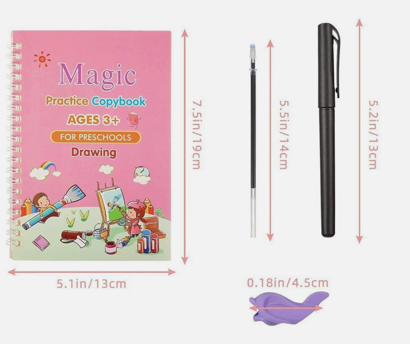 Magic Book Set of 2 ( 8 Book + 20 Refill+2 Pen+2 Grip)