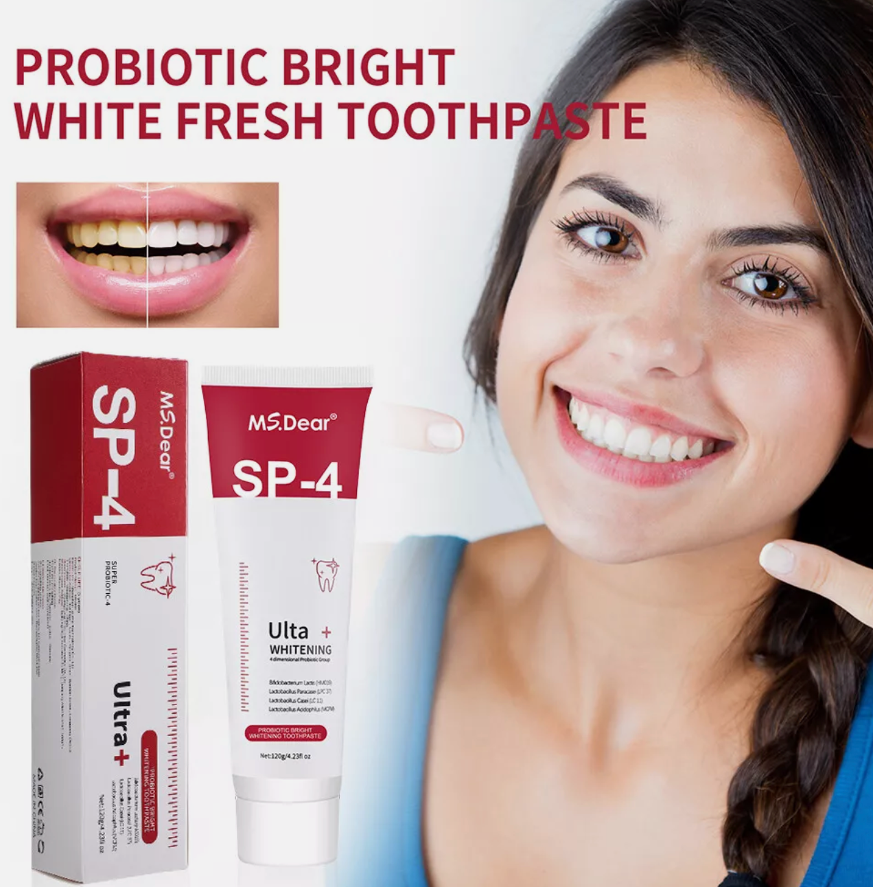 SP-4 Probiotic Toothpaste Teeth Whitening Toothpaste Fresh Breath 200 Grams