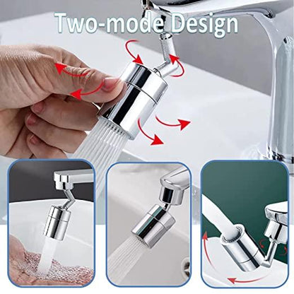 Splash Filter Faucet, 720 Rotatable Faucet Sprayer Head with Durable Copper, Anti-Splash, Oxygen-Enriched Foam, 4-Layer Net Filter, Leakproof Design with Double O-Ring