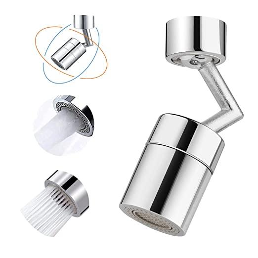 Splash Filter Faucet, 720 Rotatable Faucet Sprayer Head with Durable Copper, Anti-Splash, Oxygen-Enriched Foam, 4-Layer Net Filter, Leakproof Design with Double O-Ring