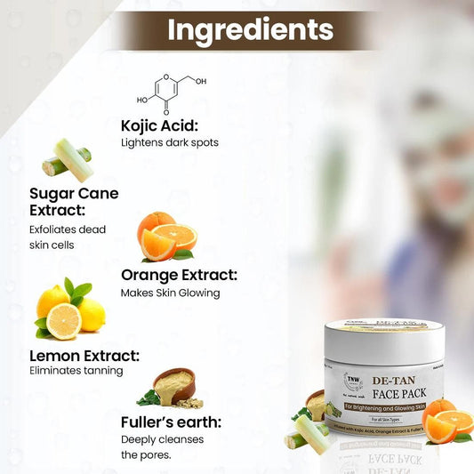 DE-Tan Face Pack for Glowing & Radiant Skin By TNW 50gm