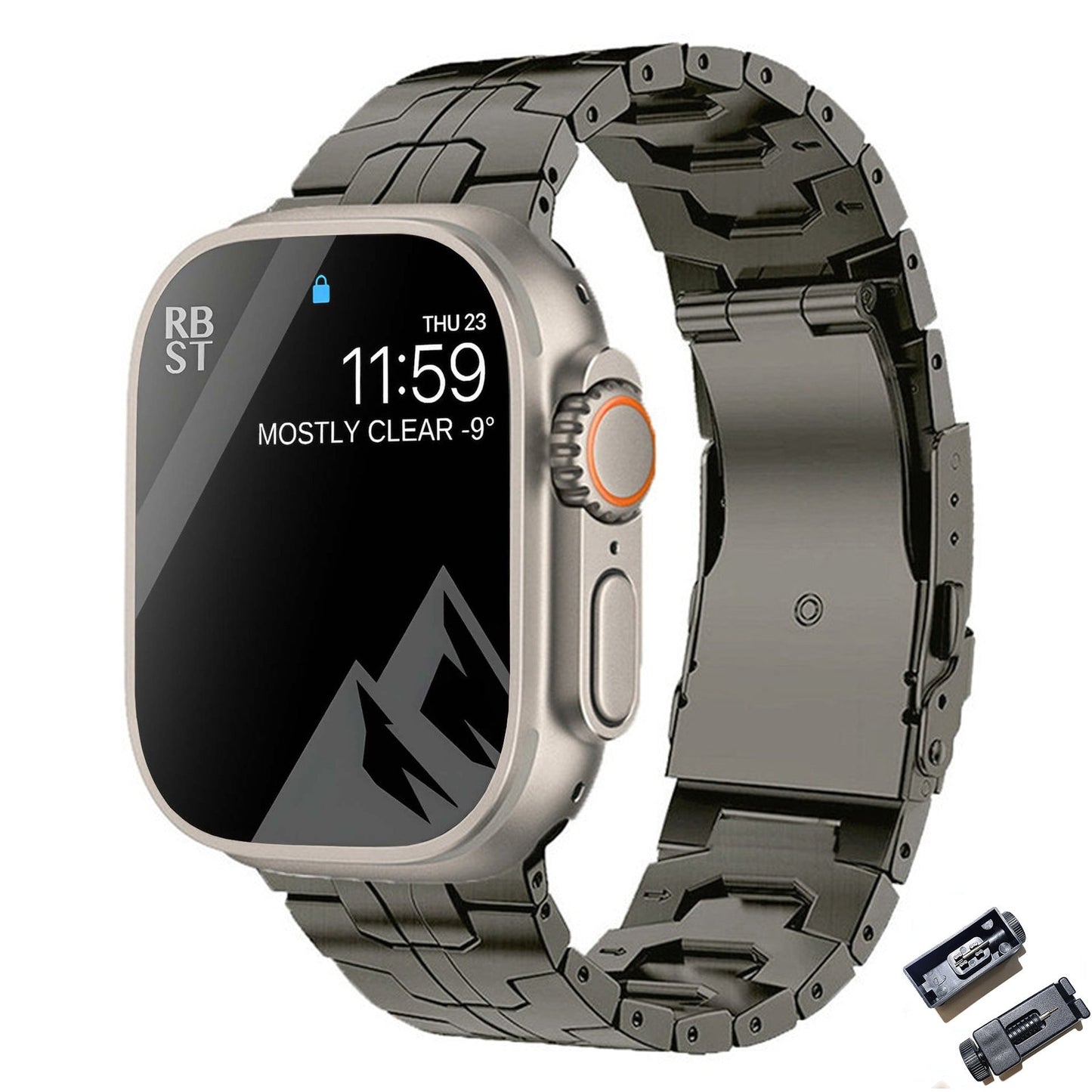Titanium Alloy Watch Strap - Iron Man Safety Catch Titanium Band Metal Strap